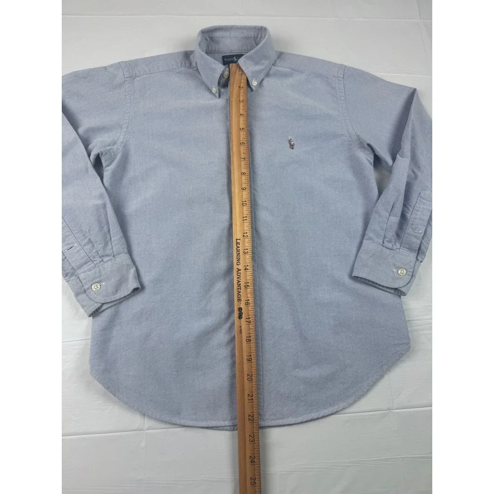 Ralph Lauren Boys Light Blue Oxford Button Down Shirt Size 10 Long Sleeve Pony